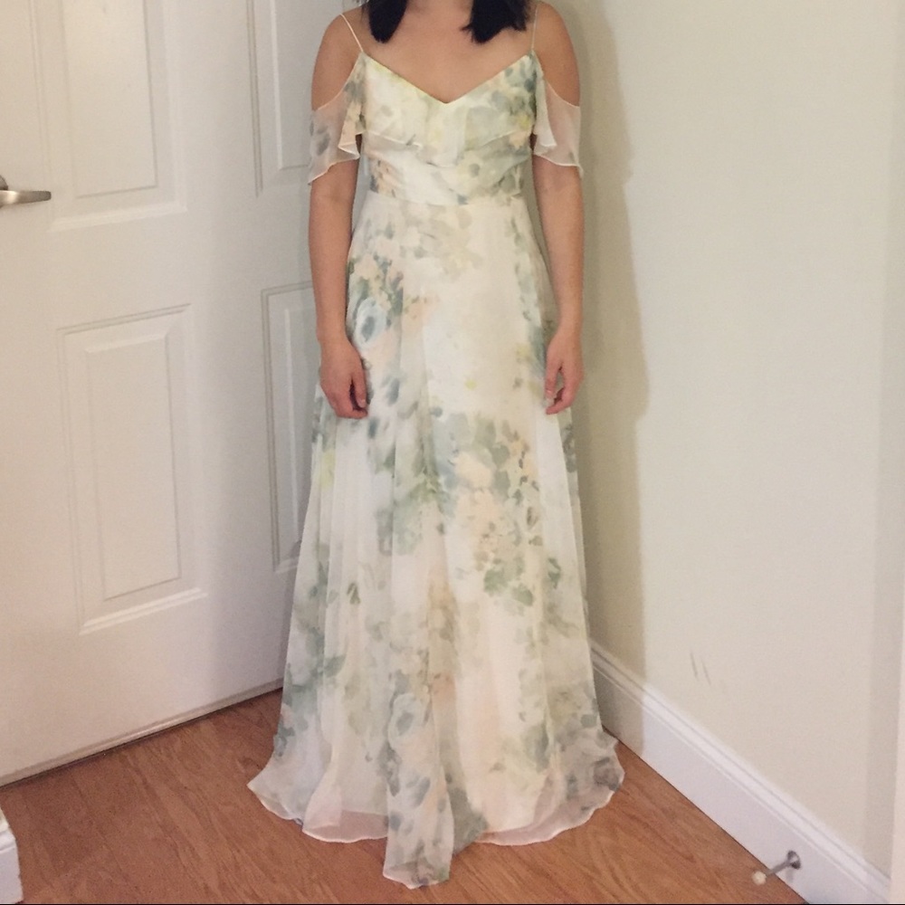 Jenny Yoo Mila Dress Ivory Sage Vintage Floral 0